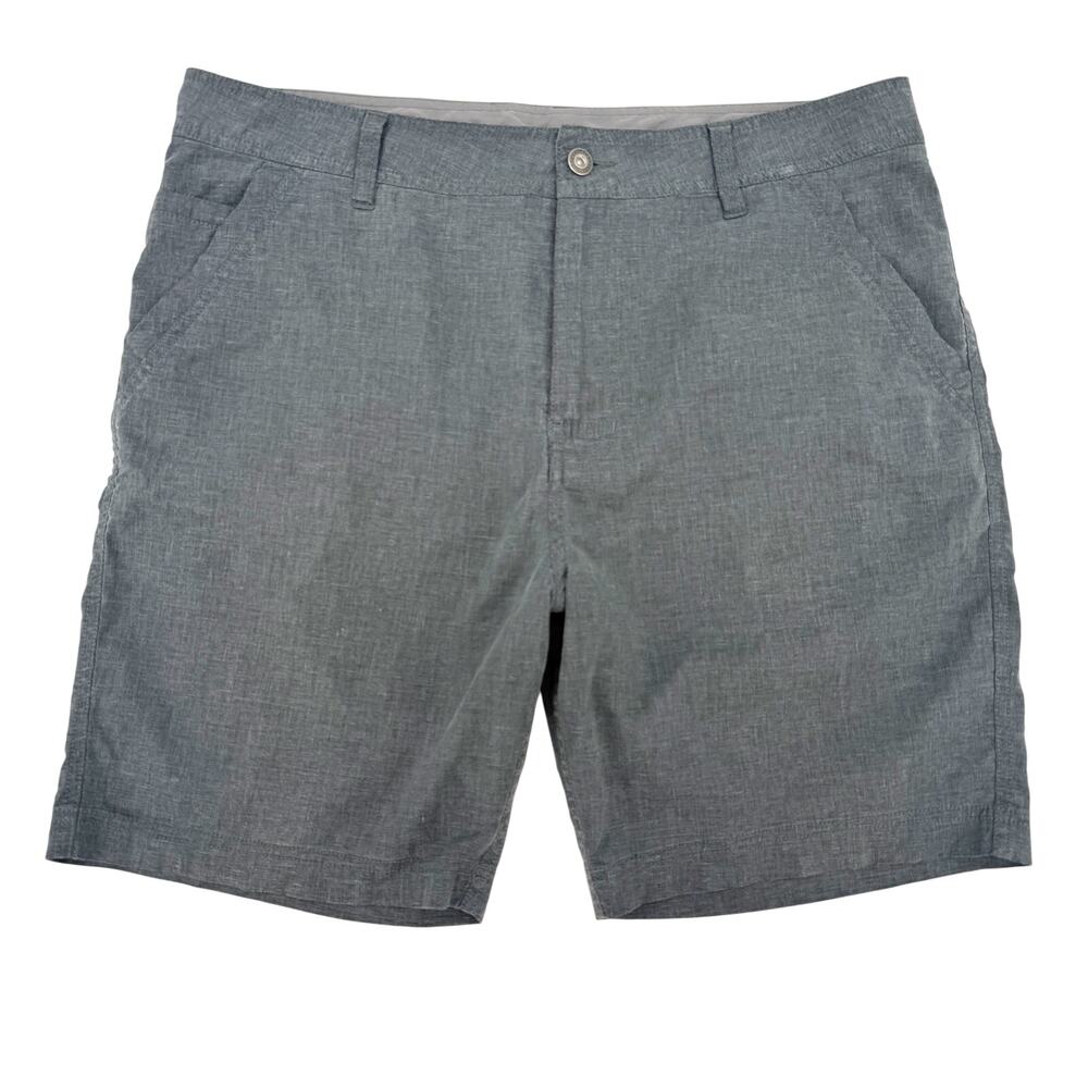 prAna blue gray Furrow Shorts men's waist 36 hemp lightweight stretch 36W x 8L
